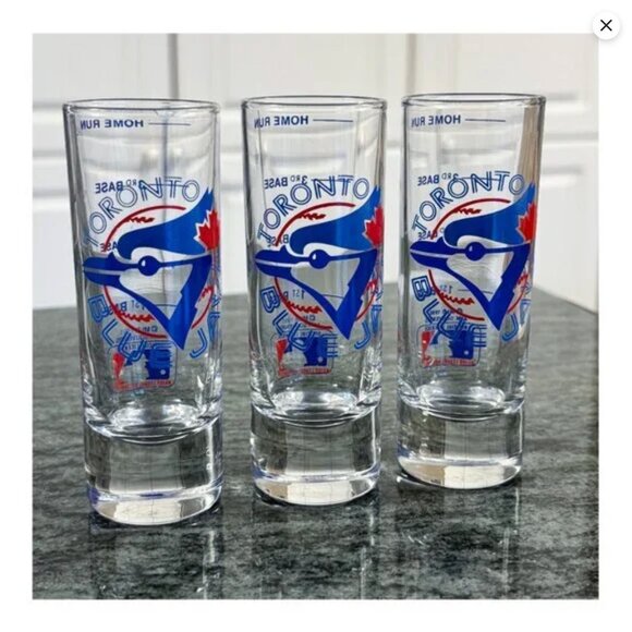 (Set of x3) MLB - Toronto Blue Jays - Vintage 1990 2oz Shot Glasses - Picture 1 of 7